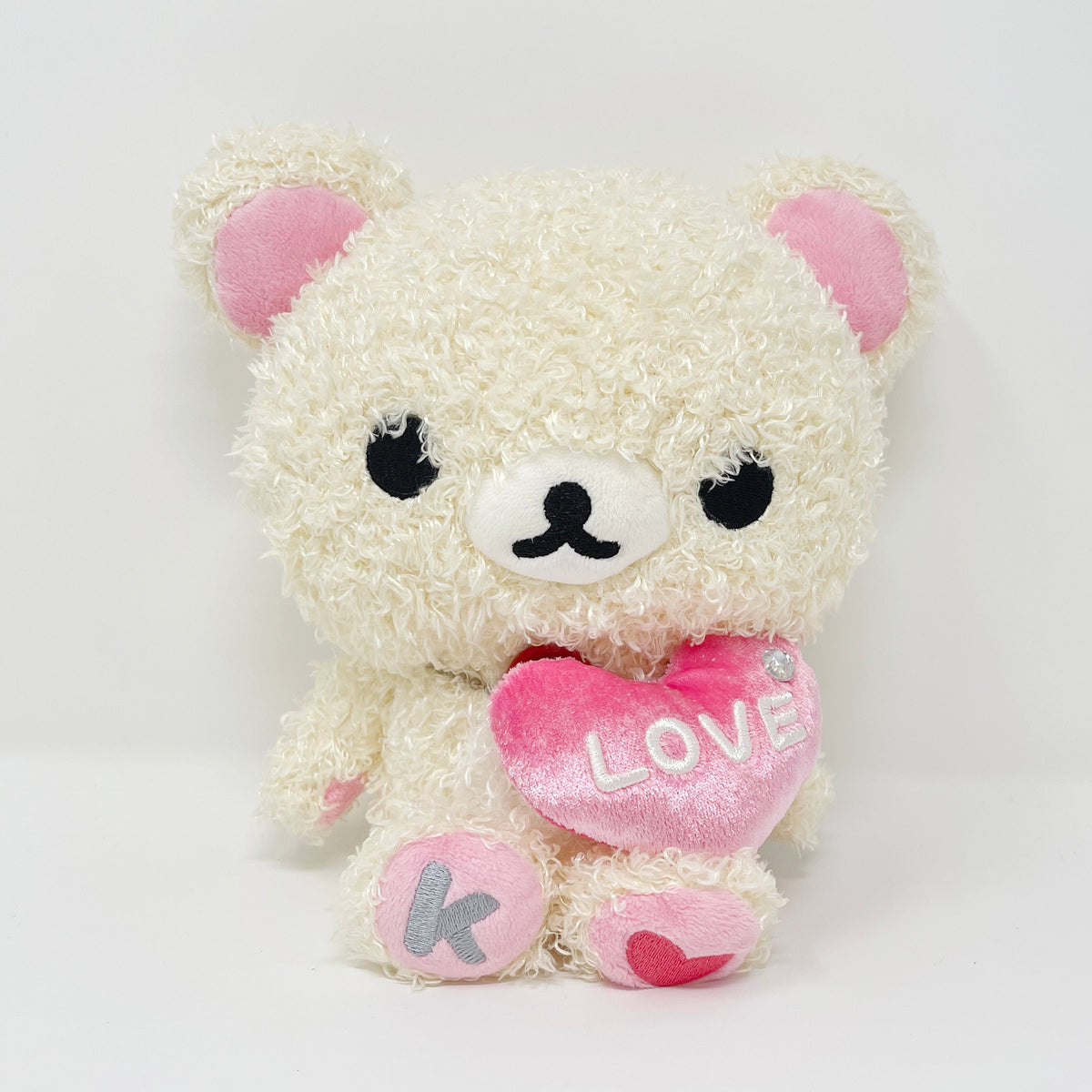 2007 Small Fuzzy Korilakkuma with Heart Plush - Happy Rilakkuma Plush (No Tags)